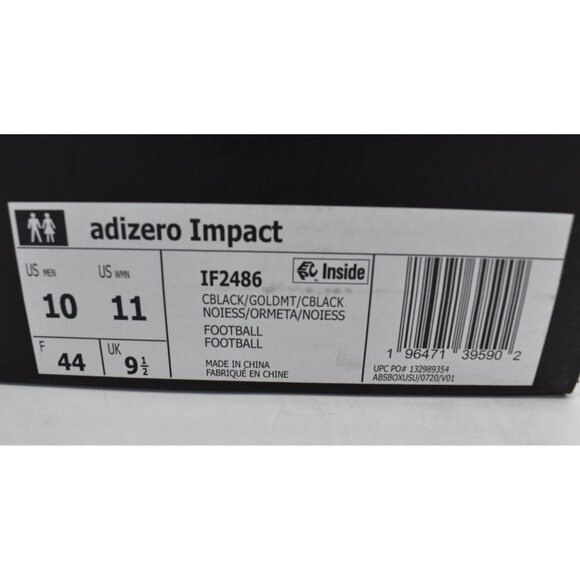 Adidas Mens Size 10 Adizero Impact Core Black Football Cleats Shoes